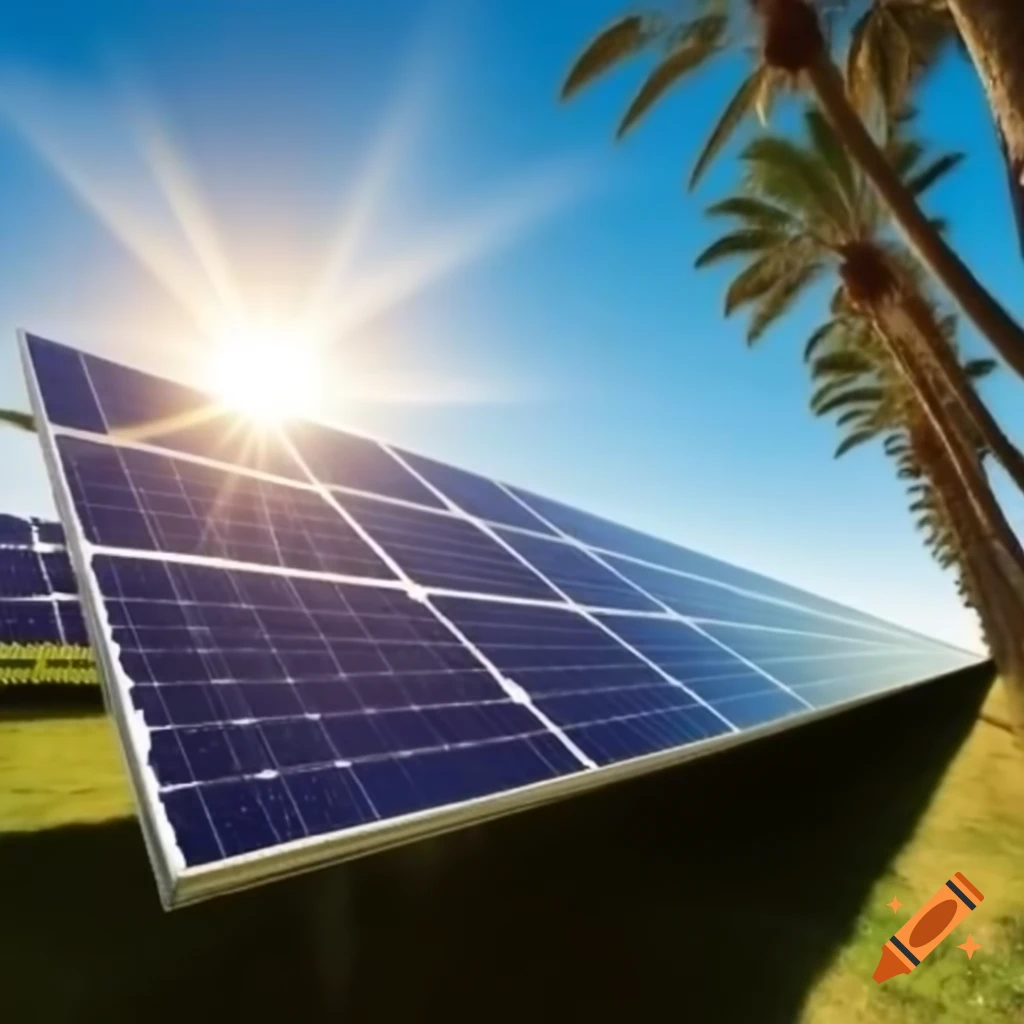 Eco-friendly solar power bank used by tourist in Valencia with sunlight and palm trees