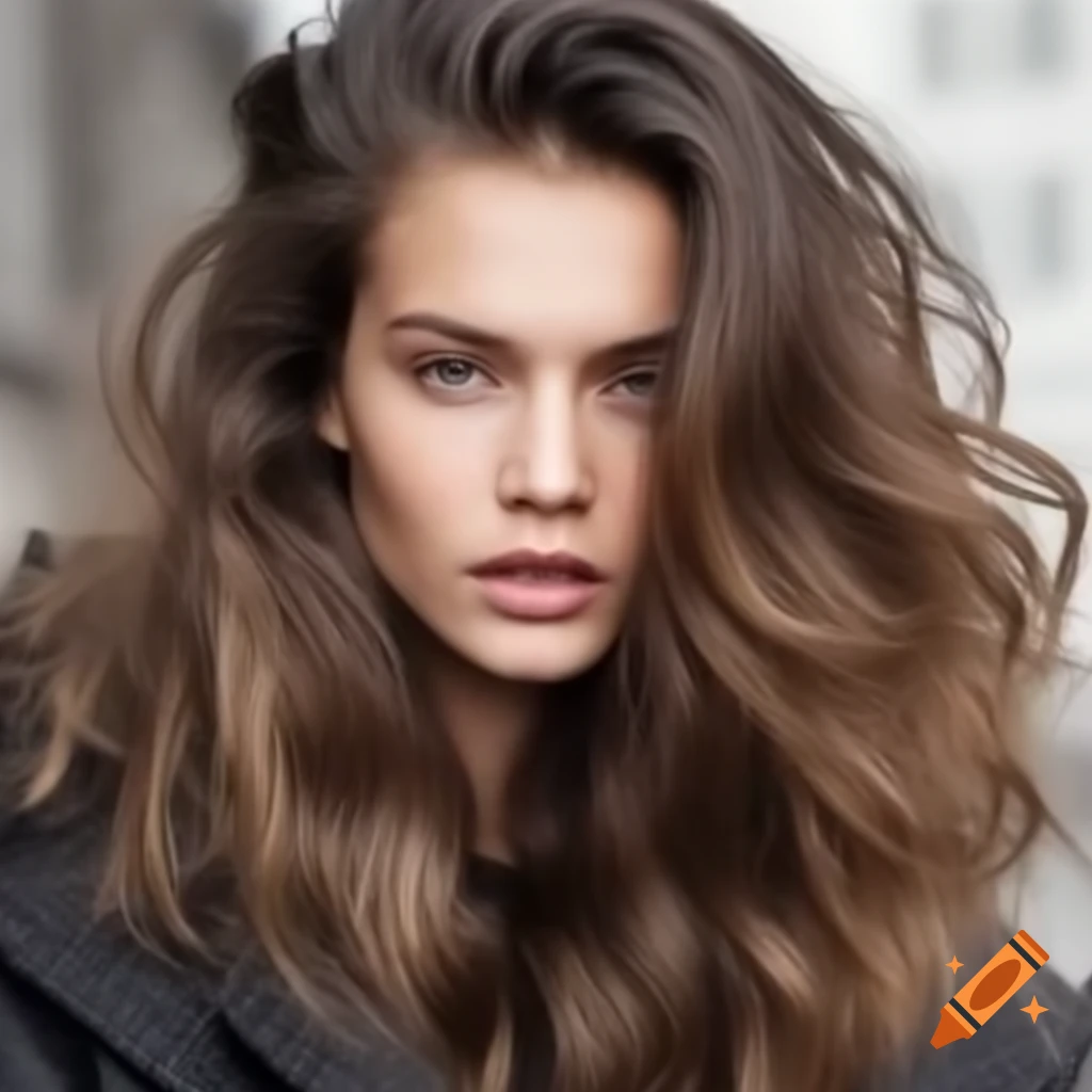 Russian women in street style with ponytail hairstyle on city street