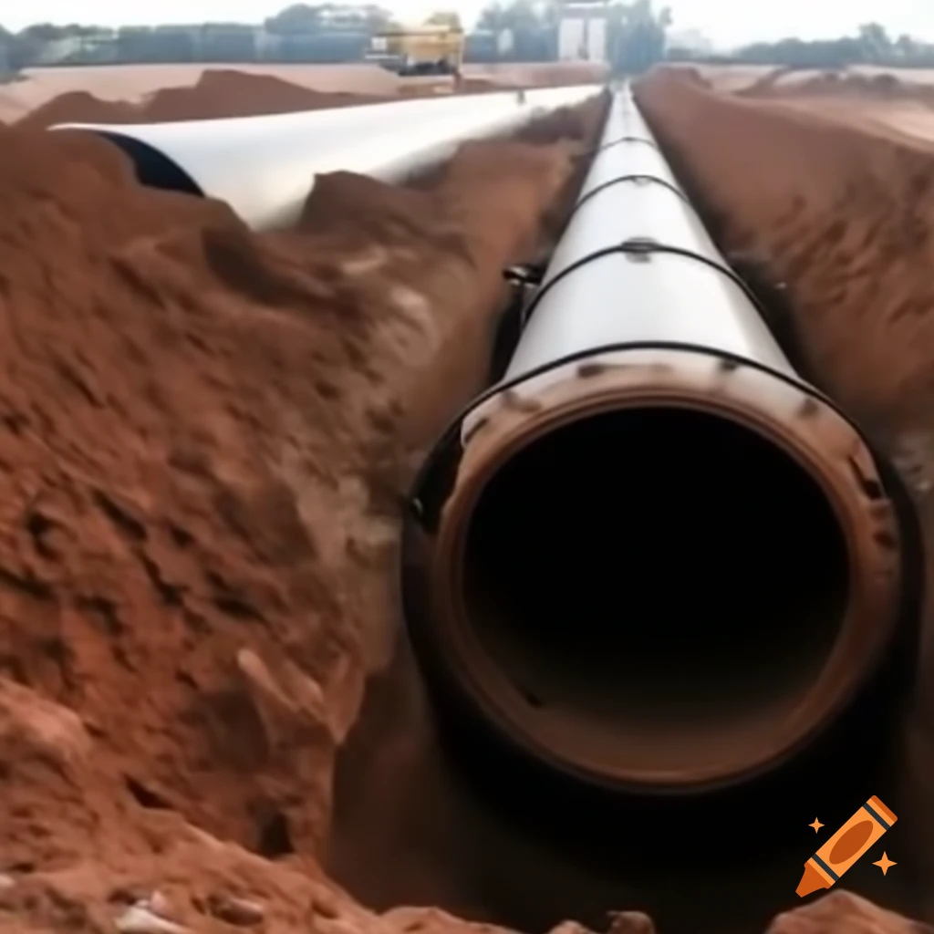 Gas pipeline construction with digging and trenching activities