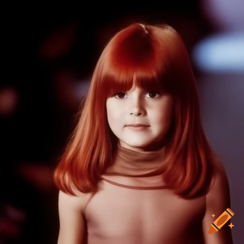 Close-up of red-haired girl modeling on catwalk inspired by 1982 film 'Annie'