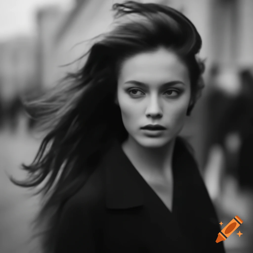 Gorgeous Russian women in street style with ponytail hair, modeling in urban setting