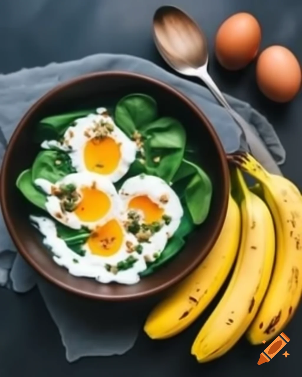 Healthy foods for muscle recovery: eggs, bananas, spinach, almonds, Greek yogurt