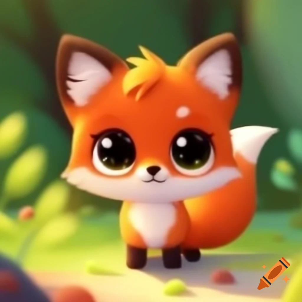 Cute fox with bushy tail