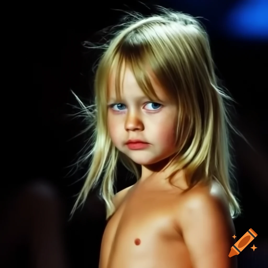 Close-up of blonde girl on catwalk from the film 'I Am Sam'