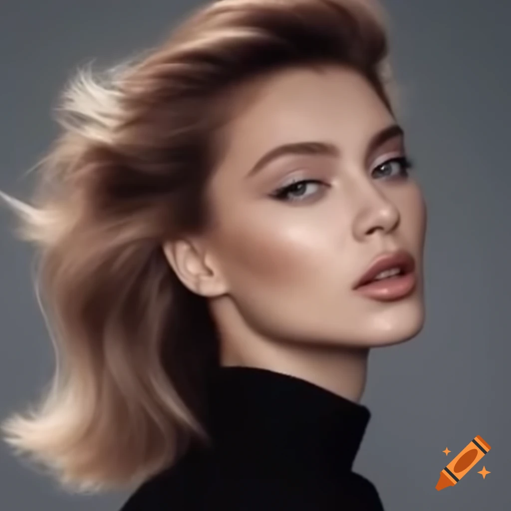 Beautiful Russian women in street style with ponytail hair, modeling in urban setting