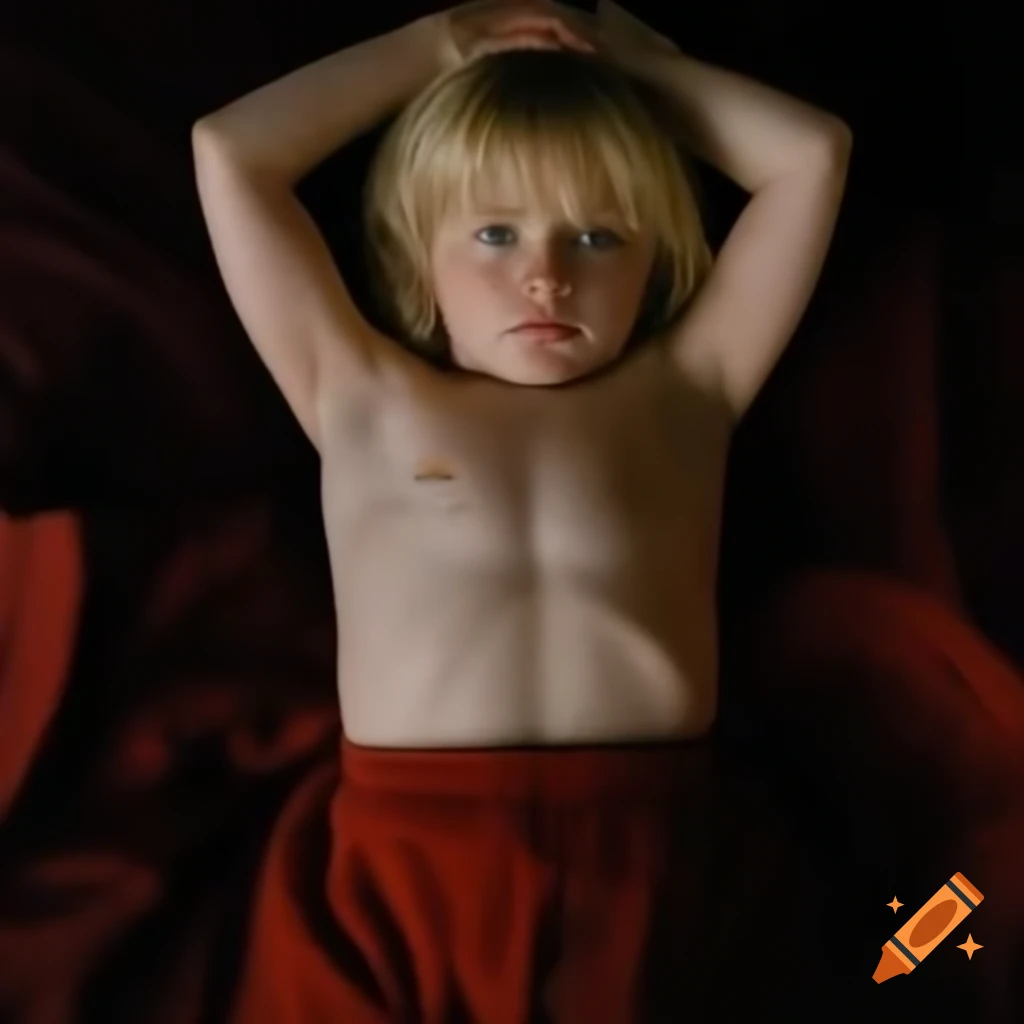 Blonde child starlet modeling happily