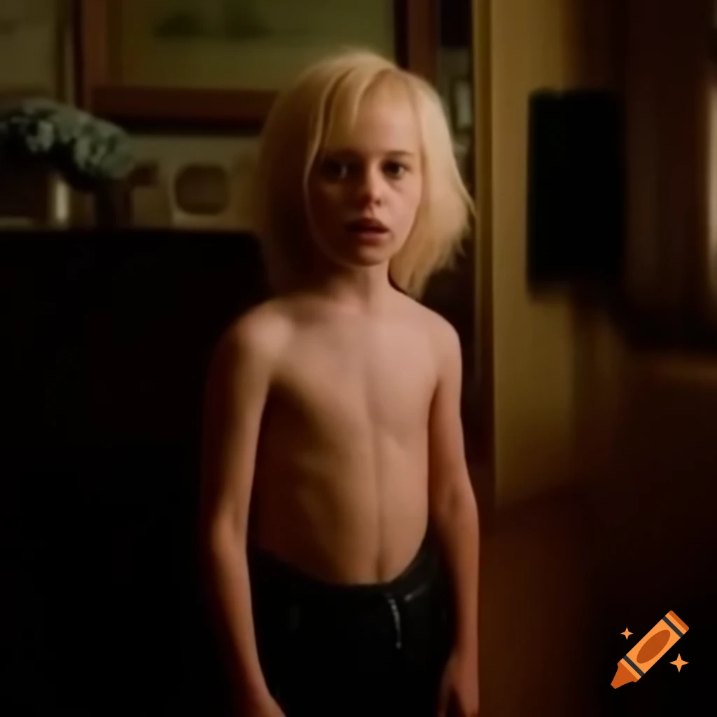 Blonde child starlet modeling happily