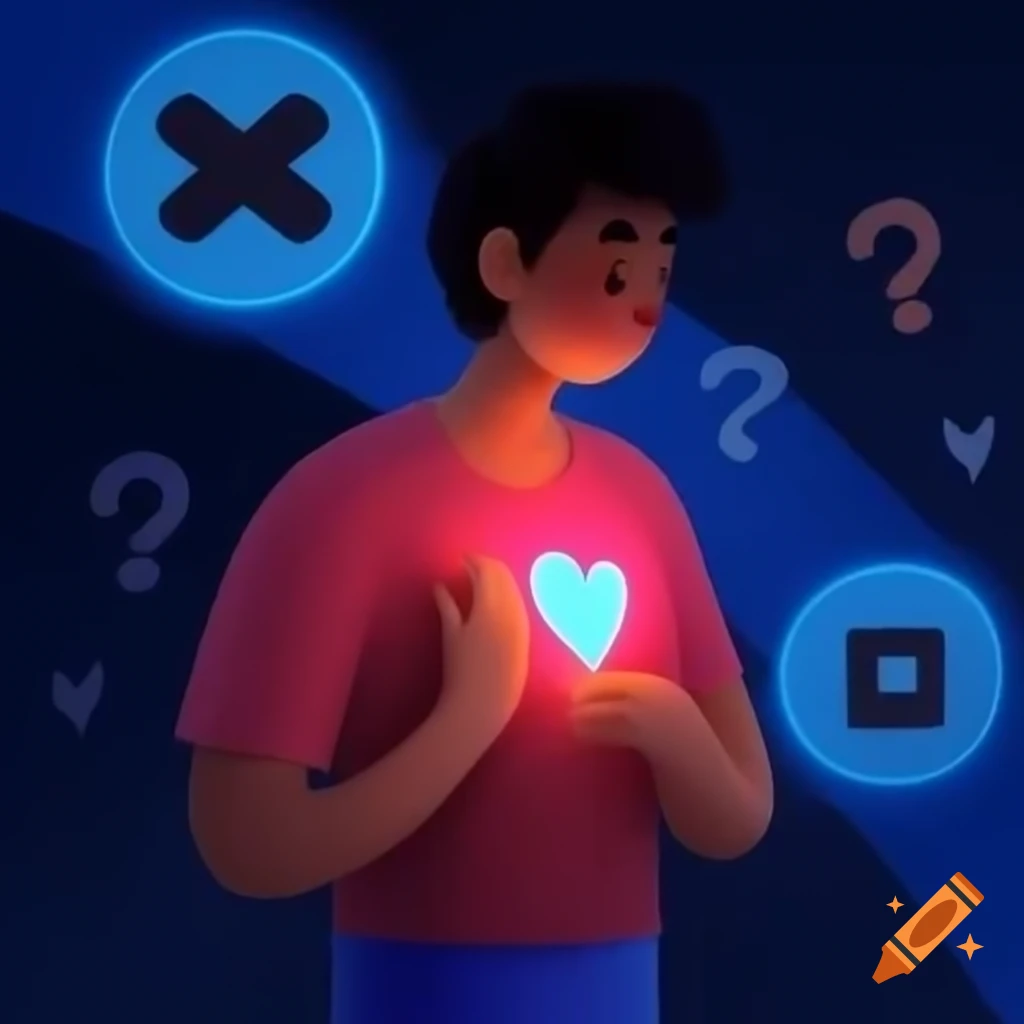 Person at crossroads with glowing heart, choosing between good and bad ...