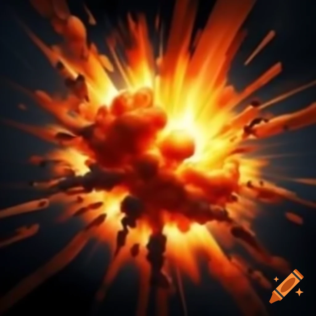 Artwork featuring explosion and emoji