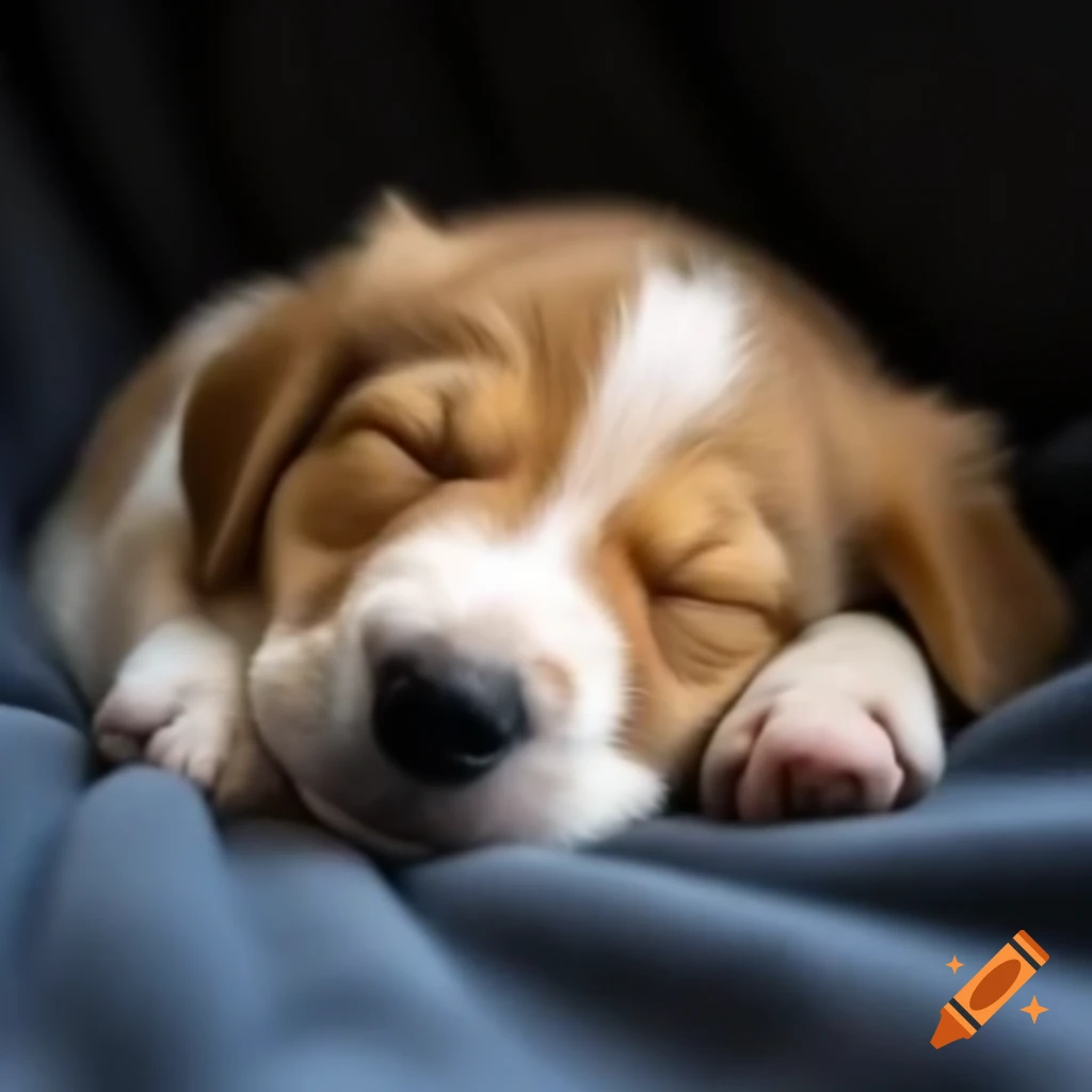 Sleeping puppy in a cozy setting