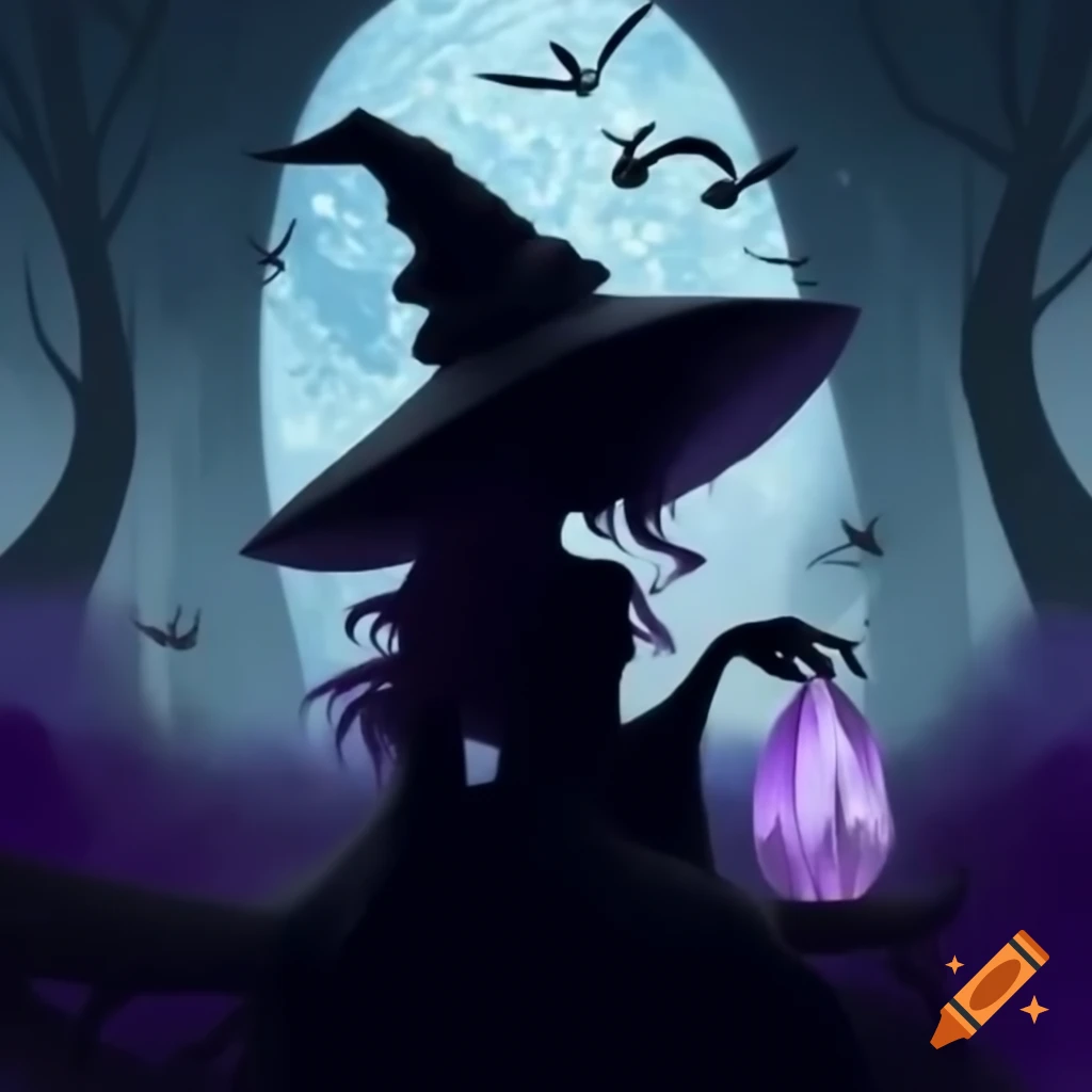 Silhouette of a crystal witch