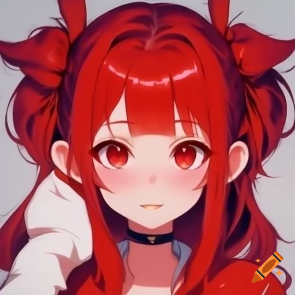 Anime girl with unique hairstyle and red wine eyes in casual outfit on ...