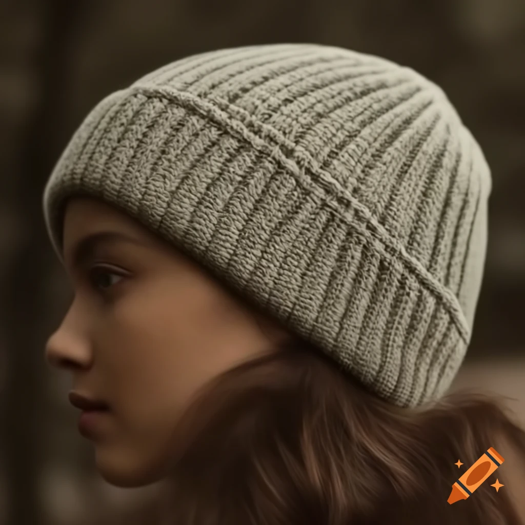 Detailed texture of a beanie hat