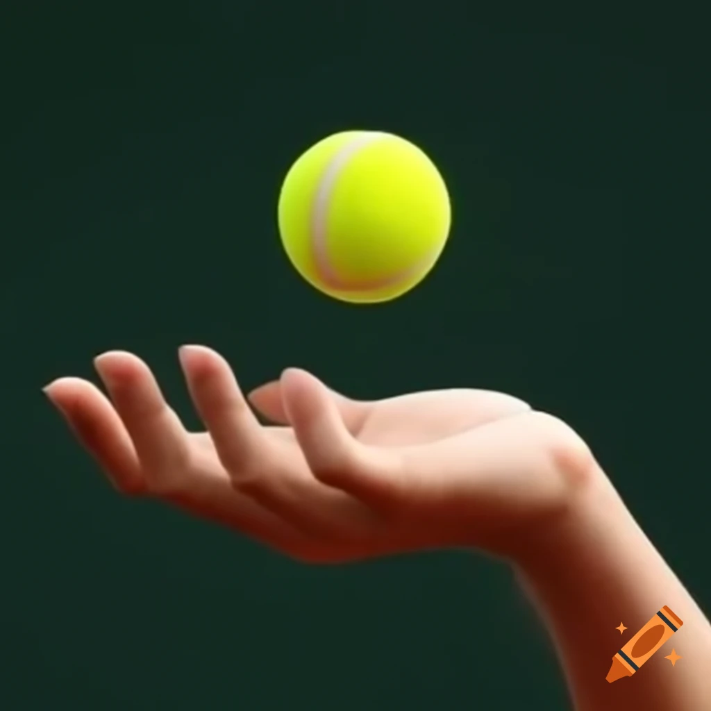 Tennis player serving ball with hand