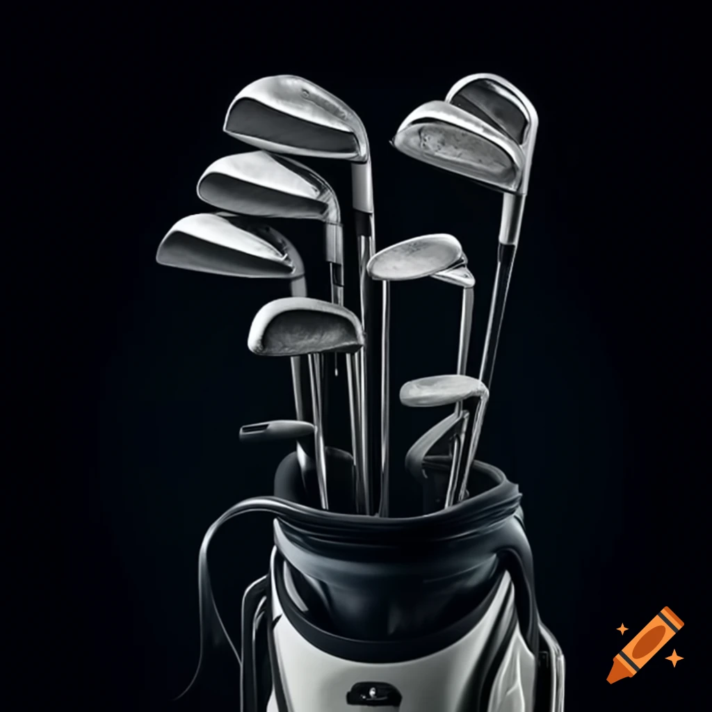 Golf clubs in a bag with dark background