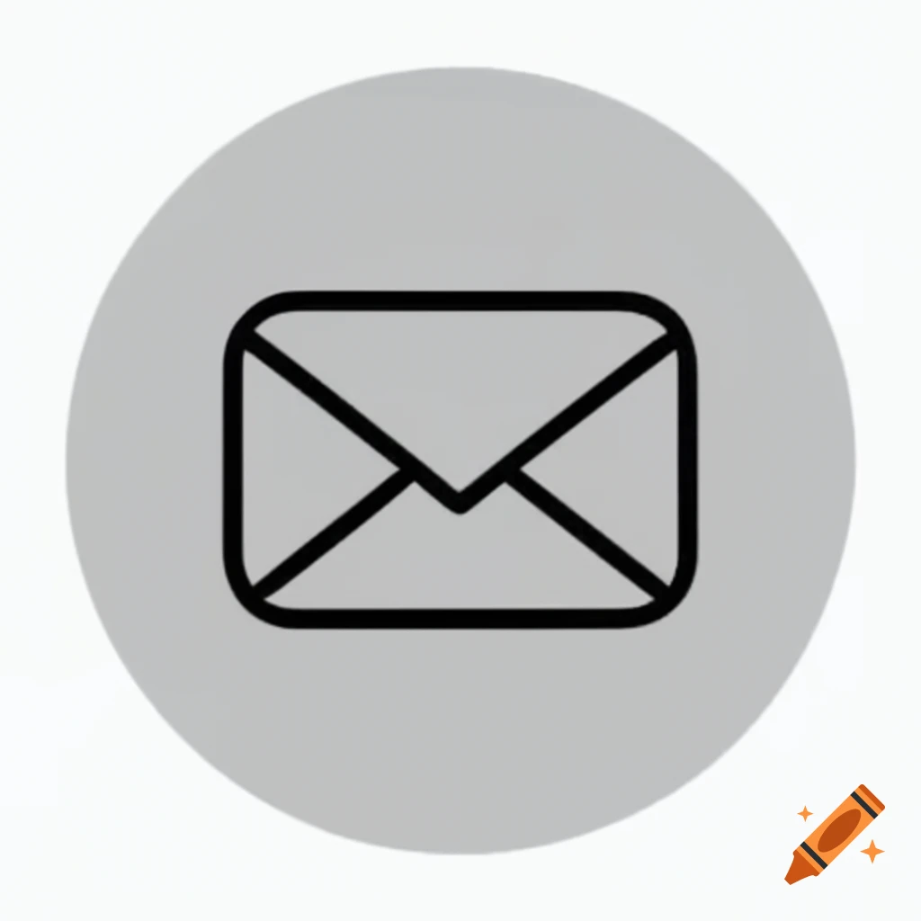 Black email icon on white background