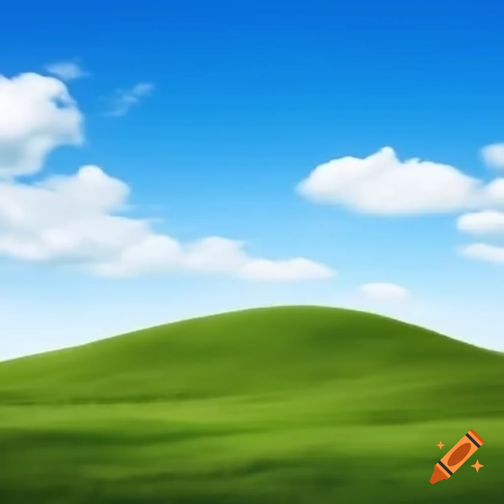 Green hill under blue sky