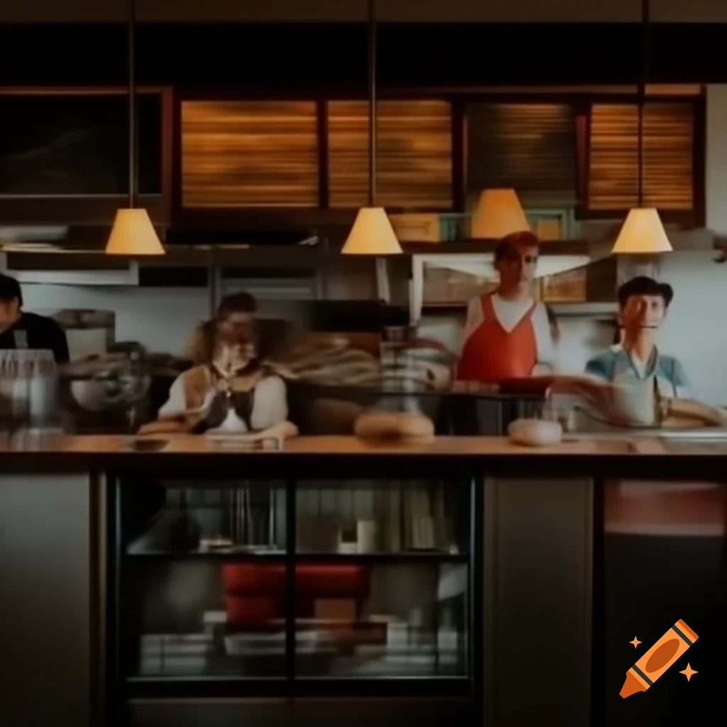 Local restaurant scene with vendor and three customers