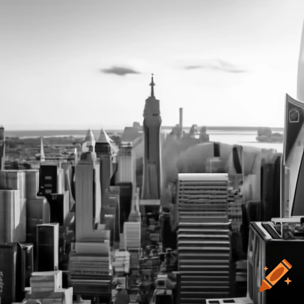 Black and white New York skyline silhouette