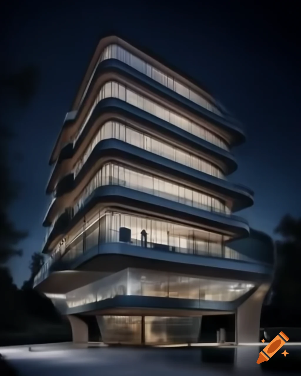 Futuristic residential buildings with spiral towers and glass facades