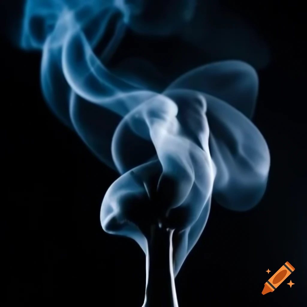 Abstract shape of swirling smoke dancing on a tightrope