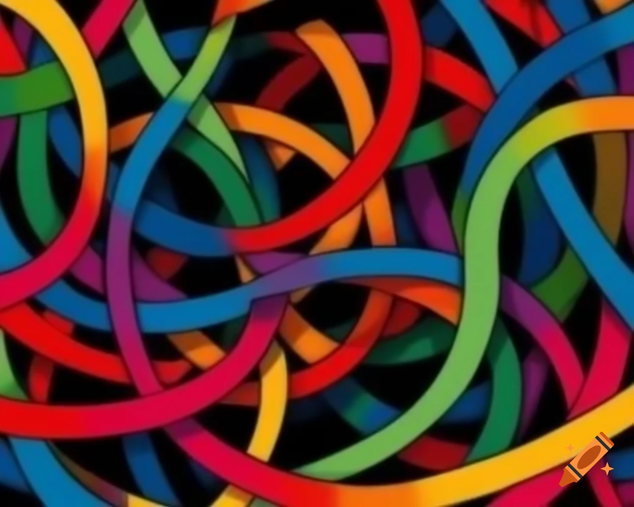 Brightly colored loops in abstract design
