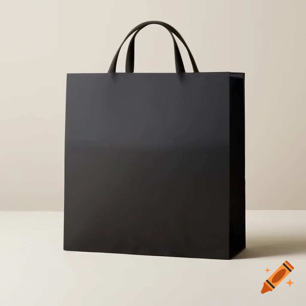 Elegant black matte gift bag mockup with NYX logo and hanging handles
