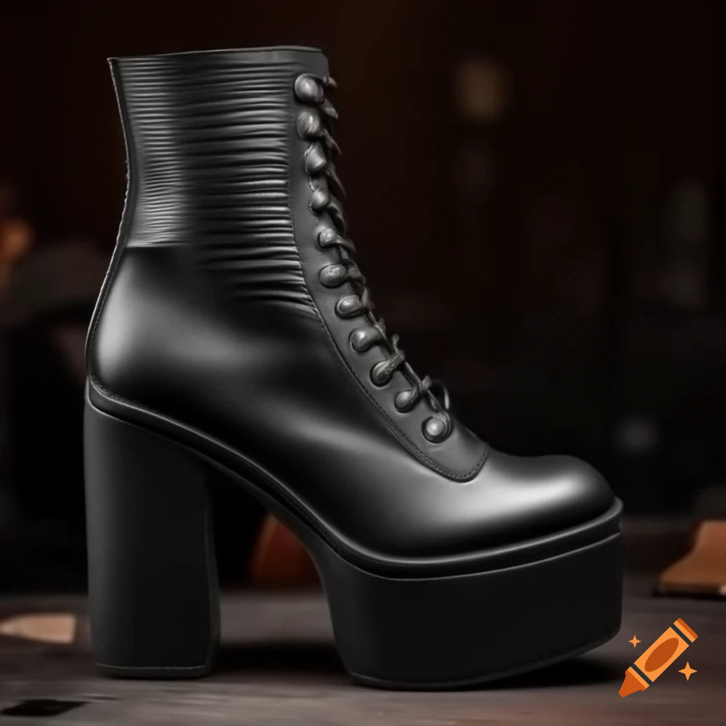 Leather goth high heel boot