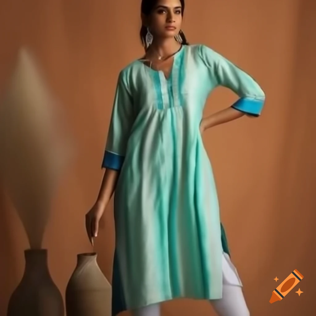 Boat neck kurti design inspired by peacock motifs