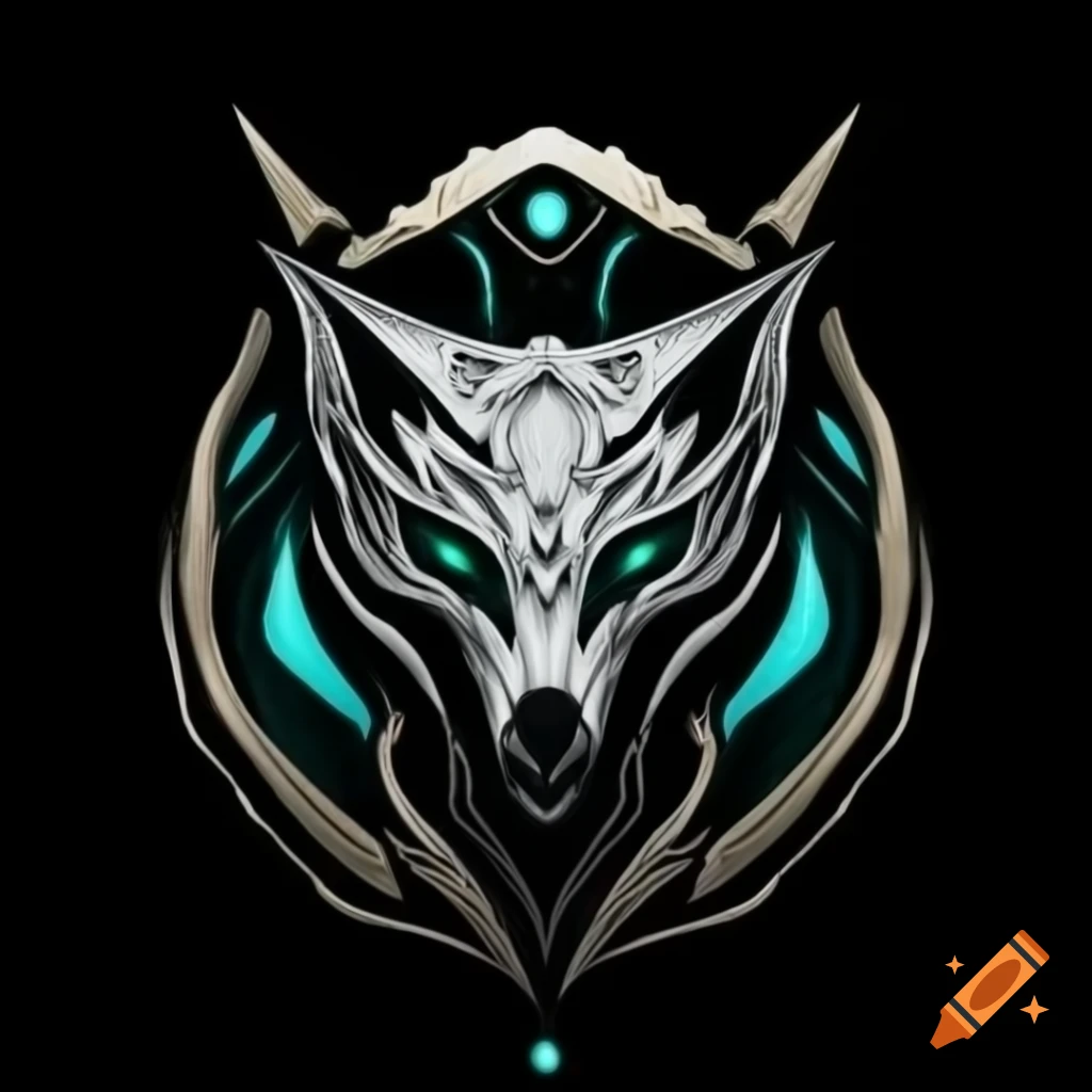 Realistic wolf emblem in Warframe Void Angel design