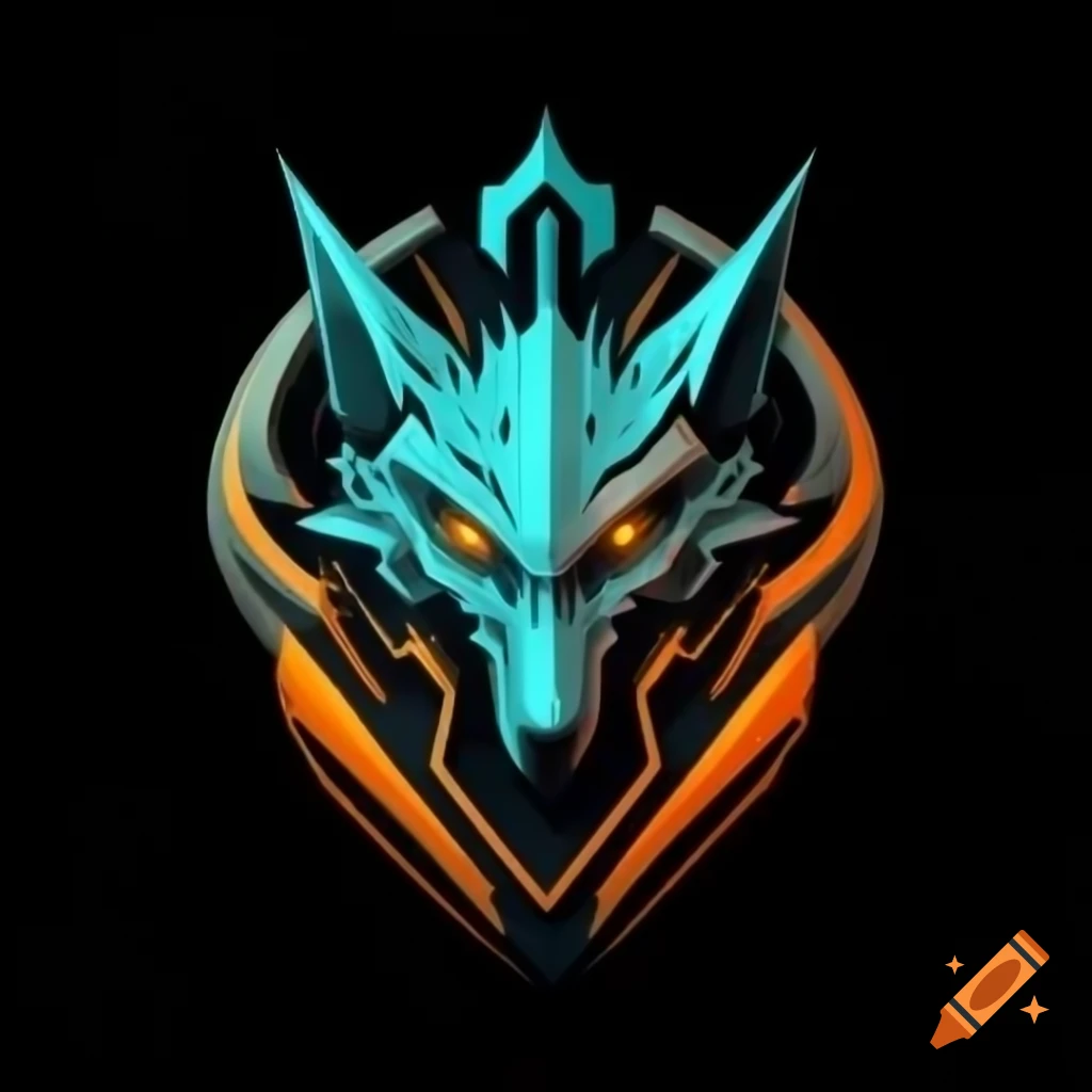 Stylized emblem of a wolf in Warframe Void Angel design