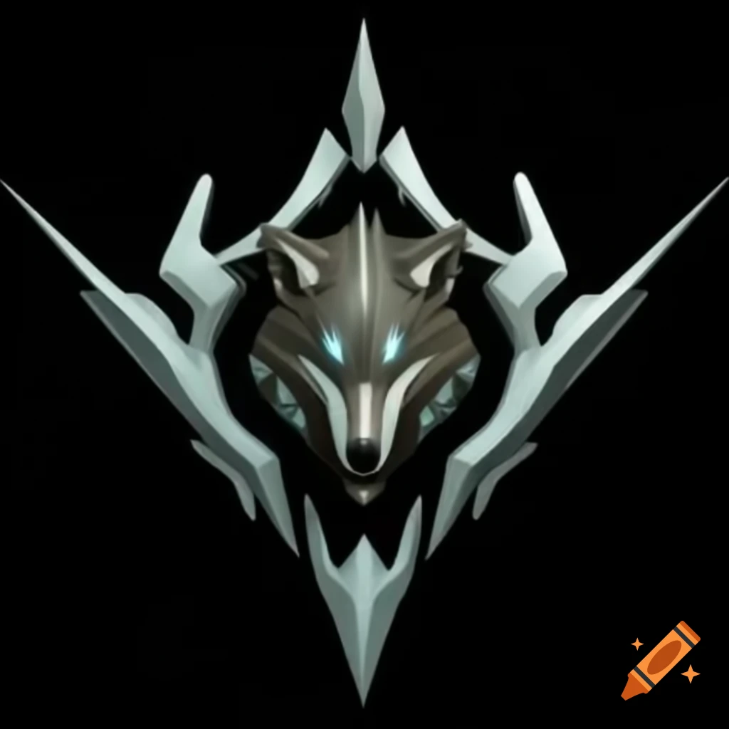 Wolf emblem designed in Warframe Void Angel theme