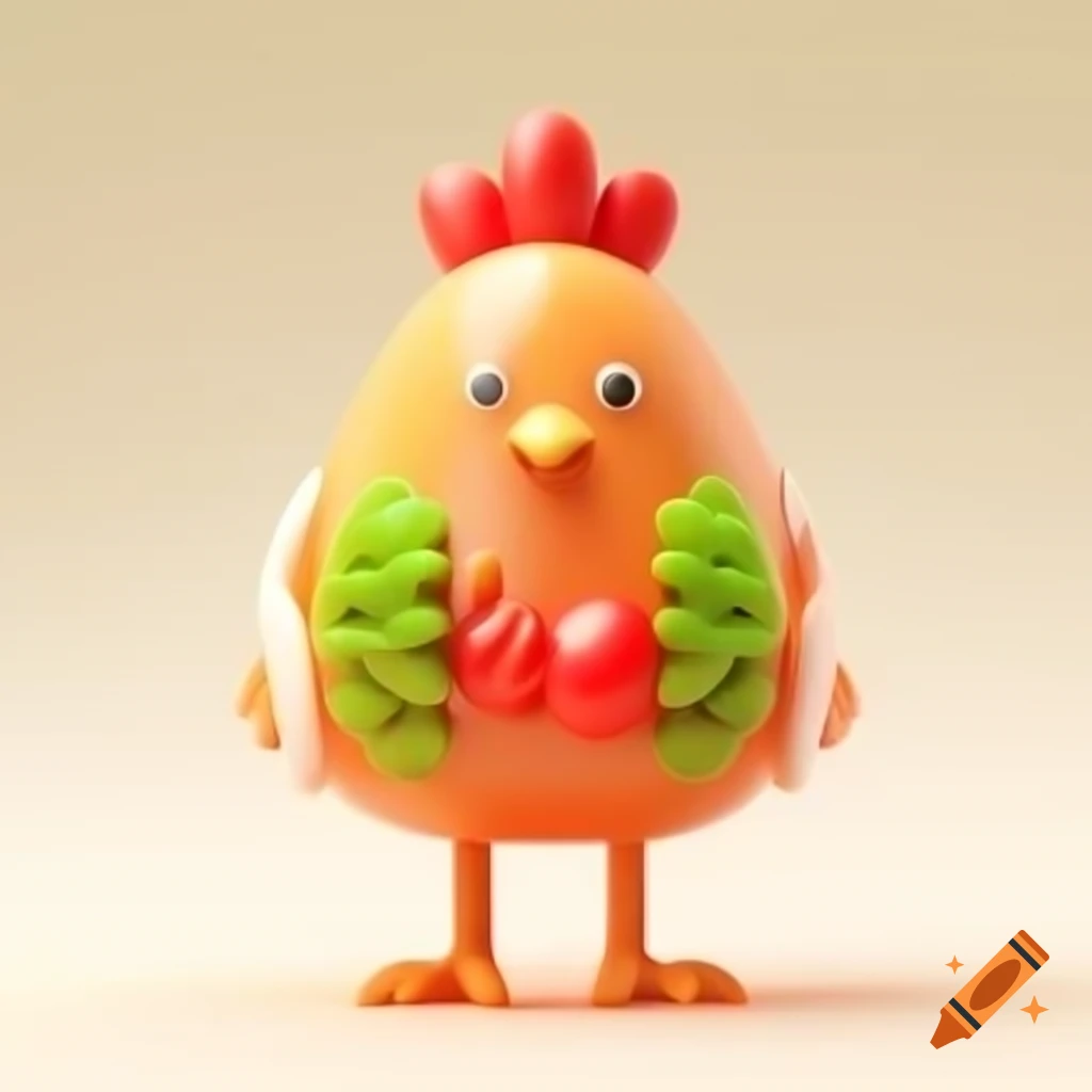 3D stylized chicken curry icon with glossy chicken piece