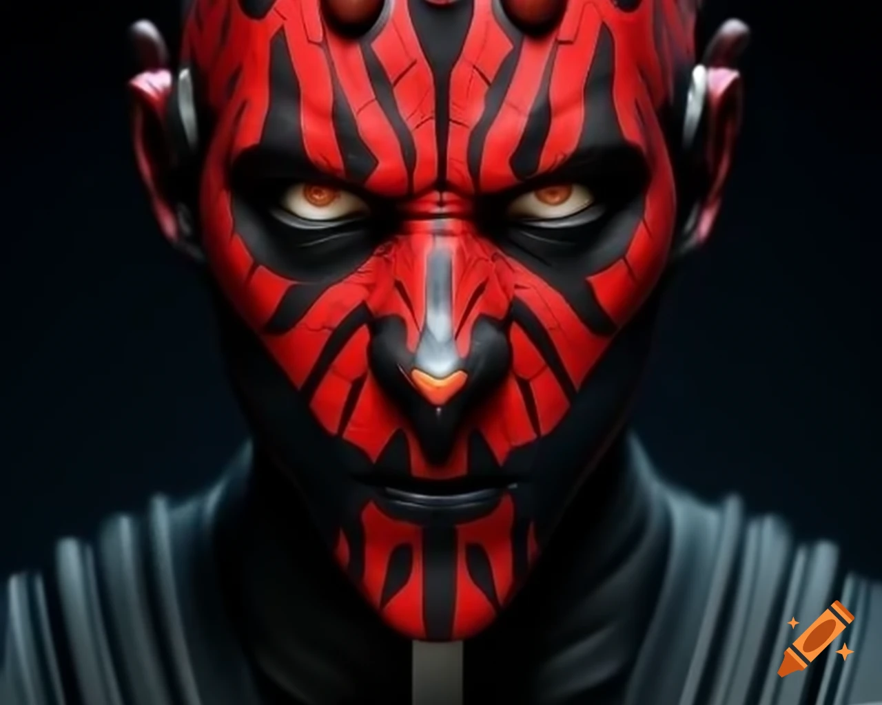 Darth Maul in cinematic Star Wars movie poster with realistic 3D graphics