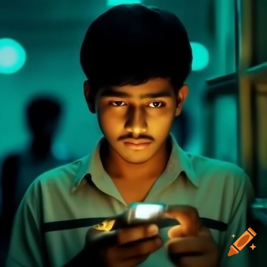 Concerned South Asian man holding phone looking worried about social media