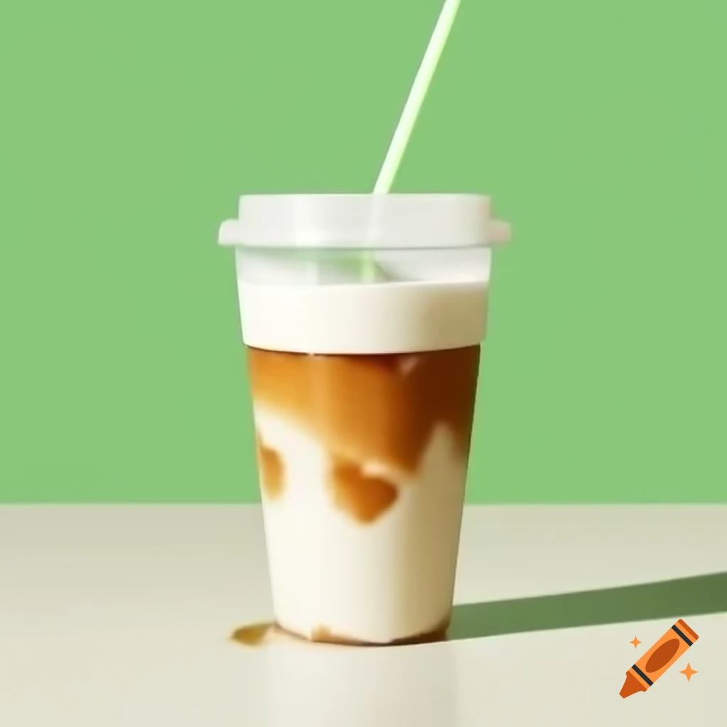 Transparent plastic cup with lid filled with a chilled beverage