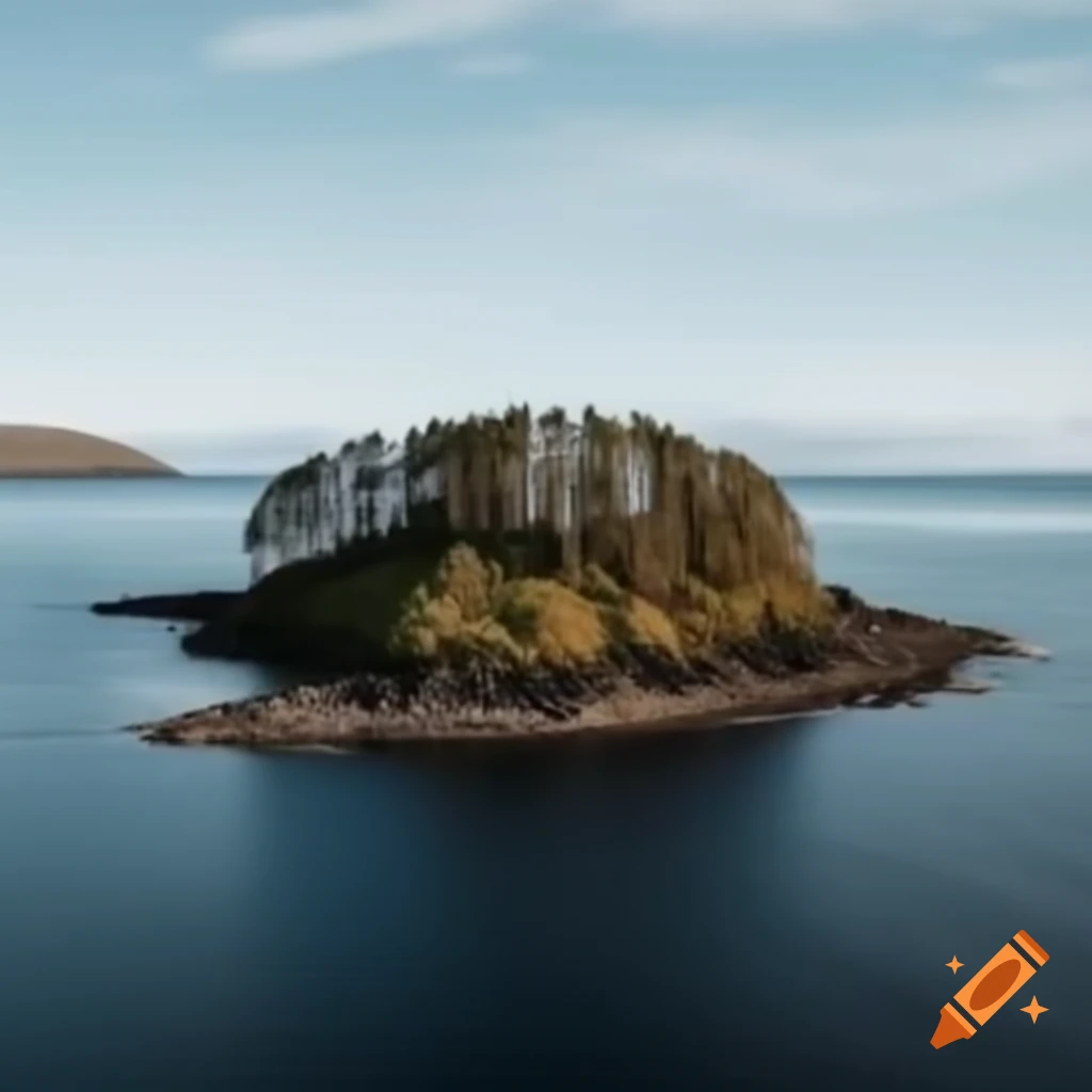 Scotland landscape featuring island with trees