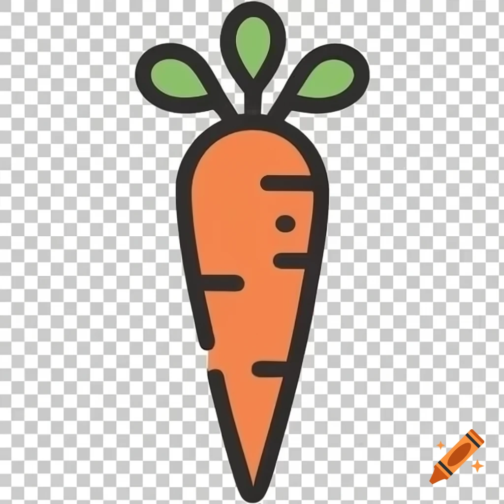 Simple black and white clipart of a carrot