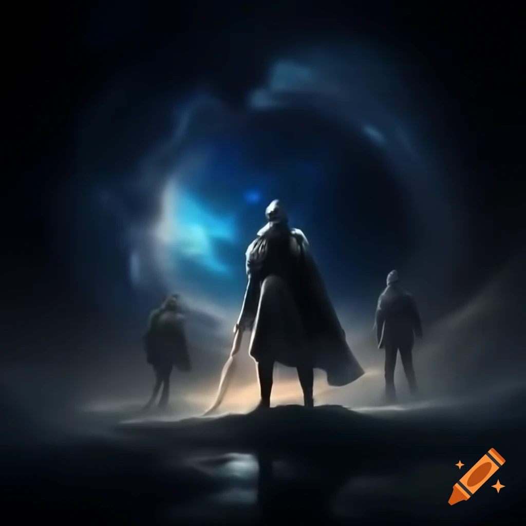Stellar knight standing between forces of good and dark on novel cover