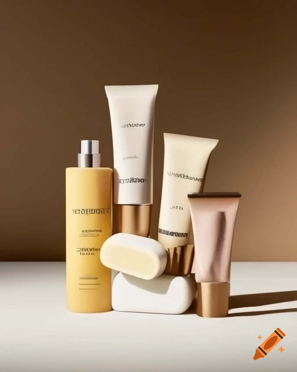 Set of eco-friendly skincare products including lotion, soap, and perfume in elegant packaging
