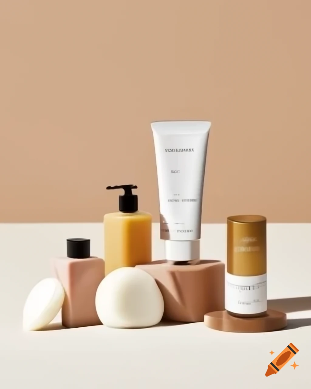 Set of eco-friendly skincare products including lotion, soap, and perfume in elegant packaging