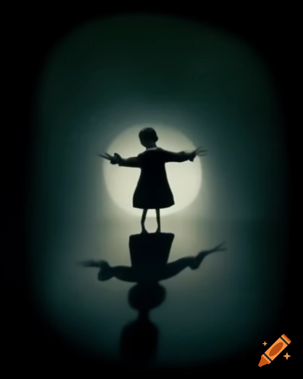 Figure wrestling with inner shadow symbolizing identity conflict