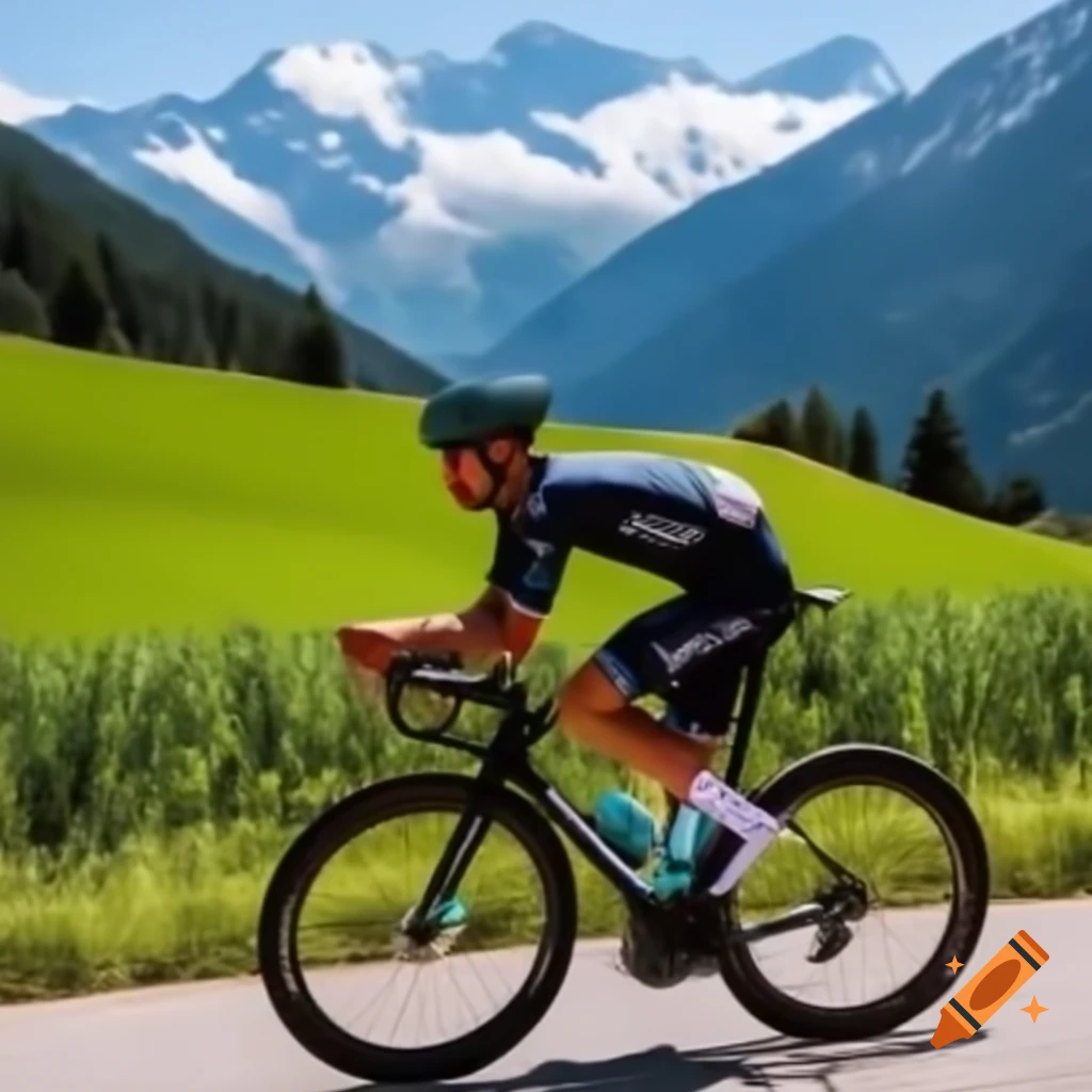 Tour de France bicycle with black components against yellow green background