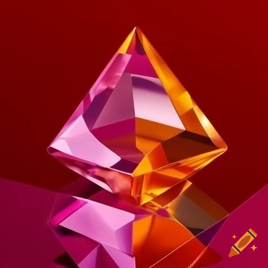 Colorful glass mosaic with prism on red background