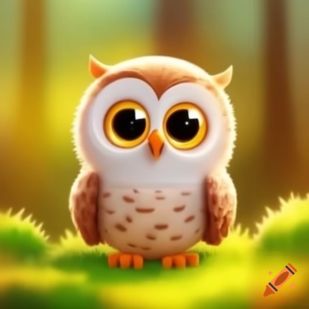 Cute animated baby owl