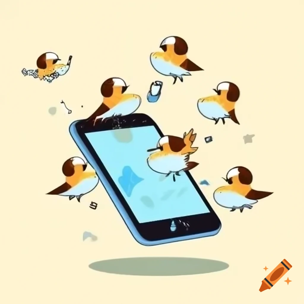 Cartoon artwork of chat messages on a smartphone