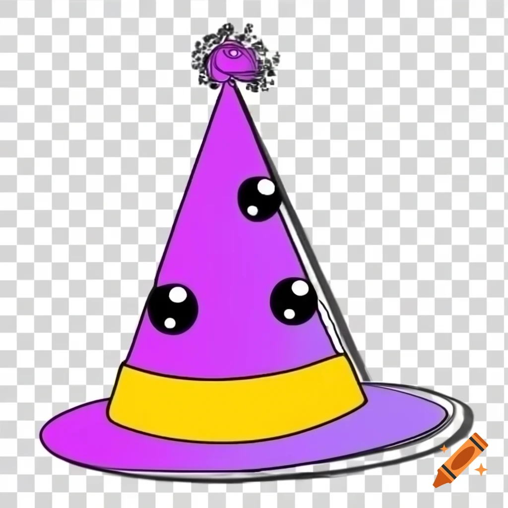 Cute cartoon party hat clipart on white background