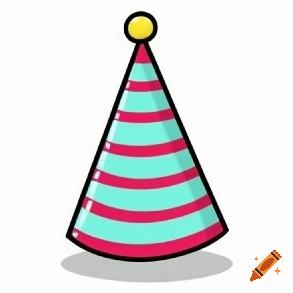 Cute cartoon party hat clipart on white background