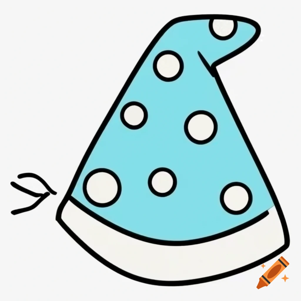 Cute cartoon party hat clipart on white background