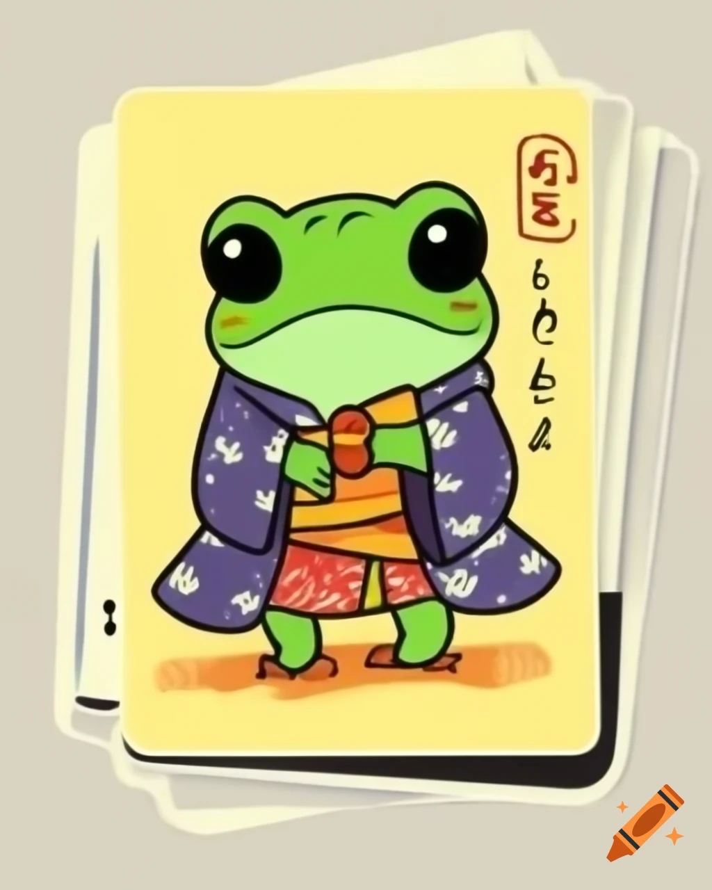 Anthropomorphic frog in kimono featured on Pokémon trading card
